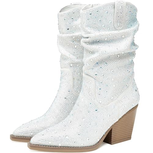 Rhinestone Cowboy Boots for Women — Silver