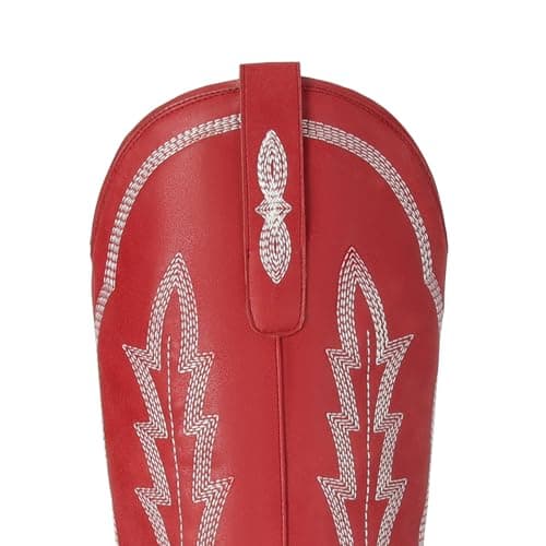 STALOV Women's Western Knee High Embroidered Cowboy Boots