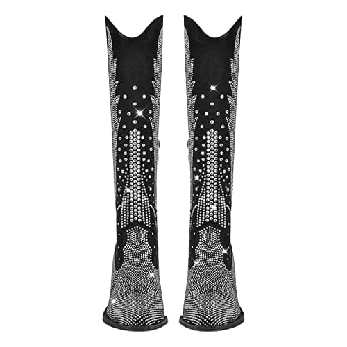 Richealnana Women's Sparkle Rhinestone Knee High Boots