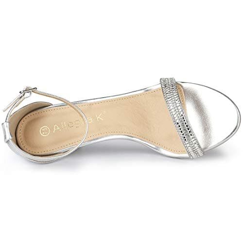 Allegra K Women's Rhinestone Ankle Strap Stiletto Heel Sandals