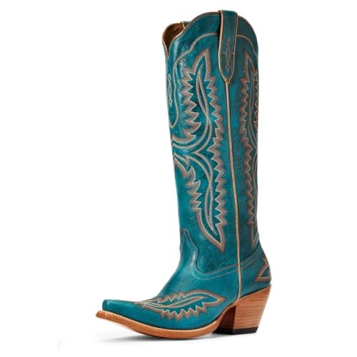 ARIAT Women's Casanova Knee-High Western Boot, Brushed Leather Booties — Turquoise