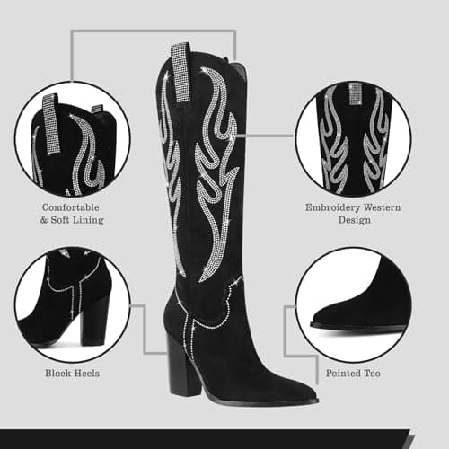 Celbreez Women's Brown Suede Knee-High Western-Fusion Boots