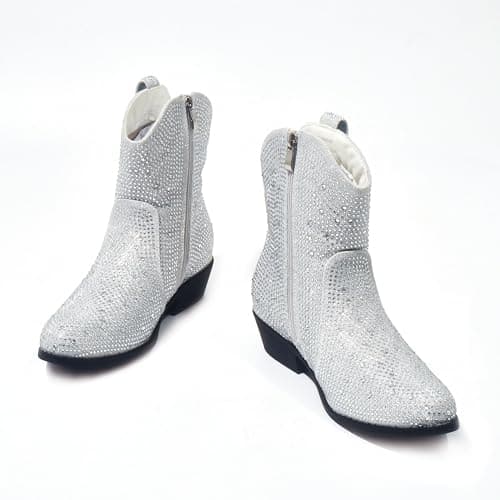 PEPPEP Collection Western Cowgirl Boots for Women, Vegan Leather, Embroidered Mid Calf Heel