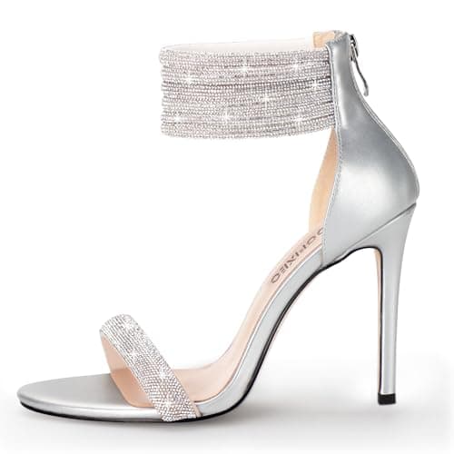 100FIXEO Elegant Rhinestone Heeled Open Toe Wedding Shoes