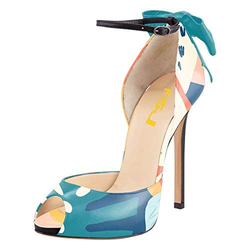 FSJ Women's Bridal Stiletto Heels with Ankle Straps and Buckle Size 4-15 US — Multicolor