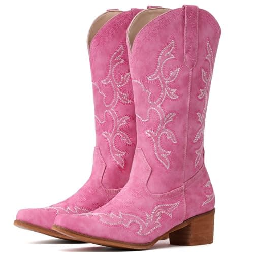 IUV Western Cowboy Boots for Women classic fashion with embroidery — Pink