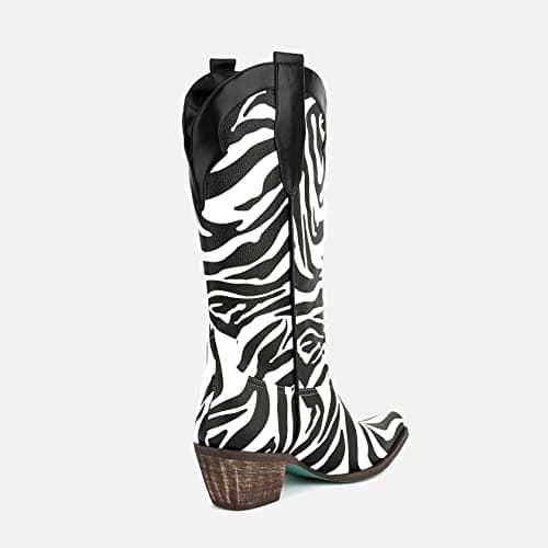 Richeliana Embroidered Square Toe Distressed Cowgirl Boots