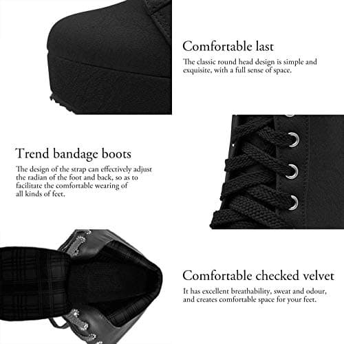 ForeMode Women's Gothic Leather Ankle Boots with Studded Strap
