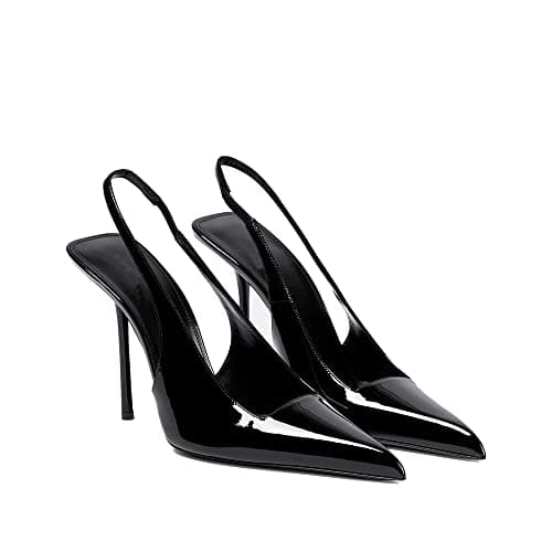 THESHY Women's Stretch Slip-on Patent Leather Heels Fashion Shoes