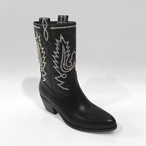 Women's Rhinestone Mid Calf Cowboy Boots