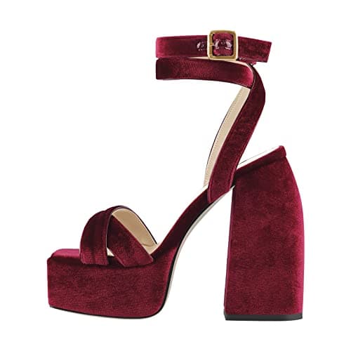 Richealnana Women'sChunky Heel Ankle Strap Sandal With Buckle