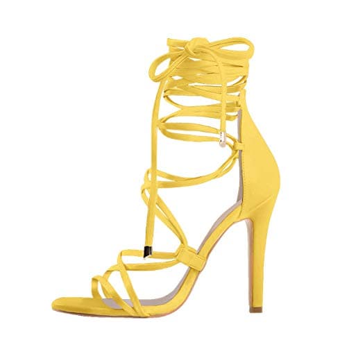 Richealnana Women's Strappy Gladiator Stiletto Sandals — Yellow