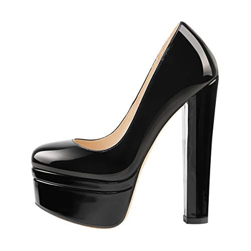 Richealnana Women's Sky High Heel Pump for Party — Double Platform Black