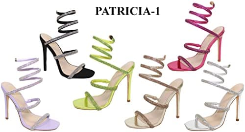Bonnibel Women's Rhinestone Spiral Ankle Strap Heels Sandals