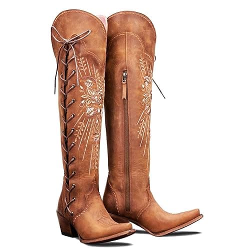 Yolkomo Wide Calf Embroidered Western Cowgirl Boots