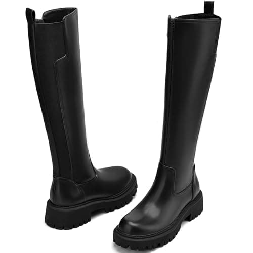 AIUNIIND Women's Knee High Stretch Platform BootsComfortable Calf Riding Boots