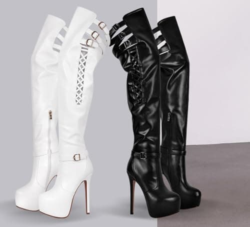 Richealnana Women's Thigh High Platform Boots