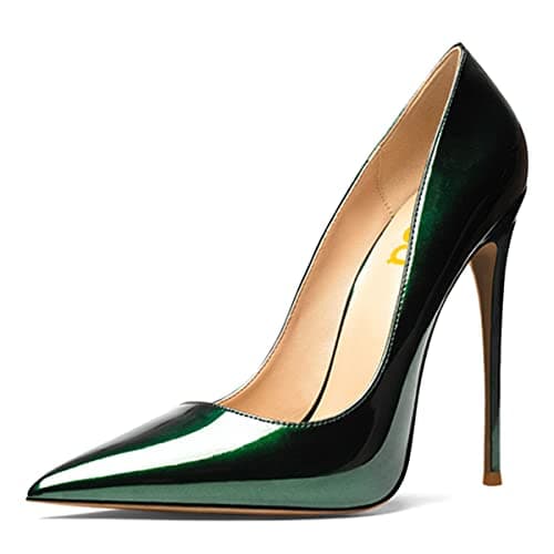 FSJ Women's Stilettos Formal Pointed Toe High Heel Shoes Größe 4-15 US — Forest Green
