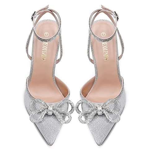 Dream Pairs Women's High Heel Rhinestone Ankle Strap Wedding Shoes