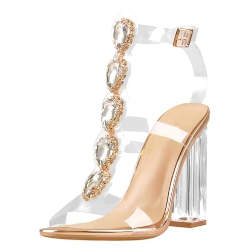 Richealnana Women's Rhinestones Crystal Sandals — Rosegold