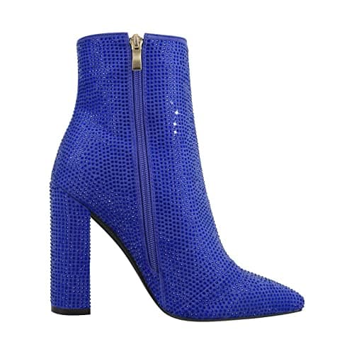 Richealnana Women's Rhinestones Knee High Block Heel Booties for Party Prom