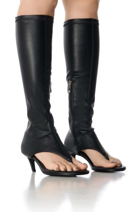 Sexytag Women's Open Toe Knee High Kitten Heel Thong Sandals