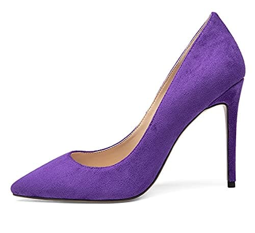 Eldof Women's Classic 4" Stiletto Heel Dress Pumps, Size 5-13 — Purple Suede