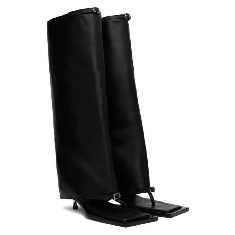 Richealnana Women's Knee High Foldover Stiletto Sandals