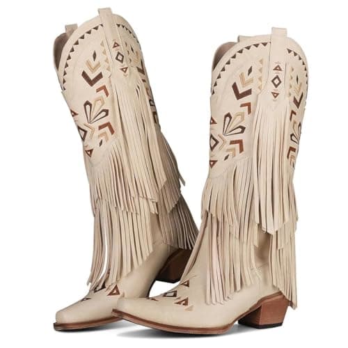 SaraIris Women's Knee High Cowgirl Fringe Boots