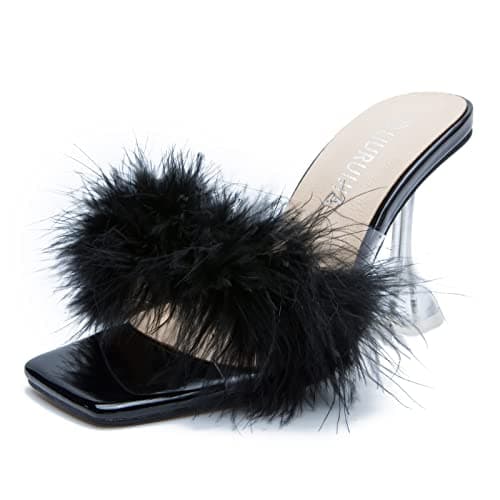 LIURUIJIA Women's Fluffy High Heels for Wedding Party