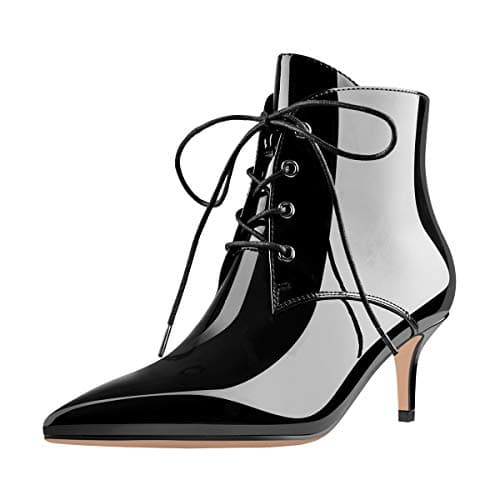 Richealnana Women's Low Heel Ankle Bootie Pointed Toe Comfort Walking Boots