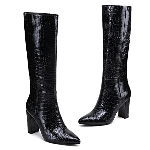 Modatope Women's Tall Knee High Block Heel GoGo Boots - Size 6-11