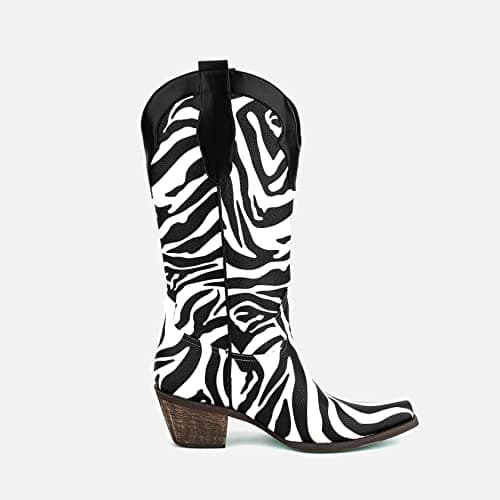 Richeliana Embroidered Square Toe Distressed Cowgirl Boots
