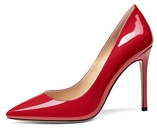 Eldof Women's Classic 4" Stiletto Heel Dress Pumps, Size 5-13 — Red Patent