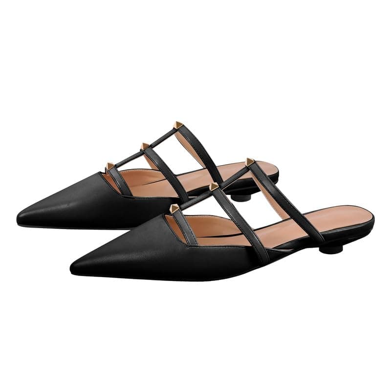 Richealnana Women's Pointed Toe Pull-On Kitten Heel Pumps