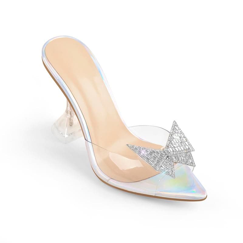 Richealnana Women's Holographic Mule Sandals