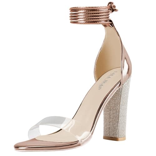 LALA IKAI Chunky Heeled Open Toe Sandals, White, Silver, Gold, Black — Gold
