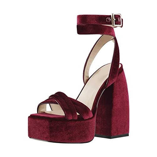 Richealnana Women'sChunky Heel Ankle Strap Sandal With Buckle