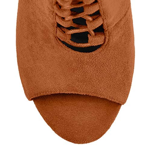 Women's Peep Toe Lace Up Ankle Booties