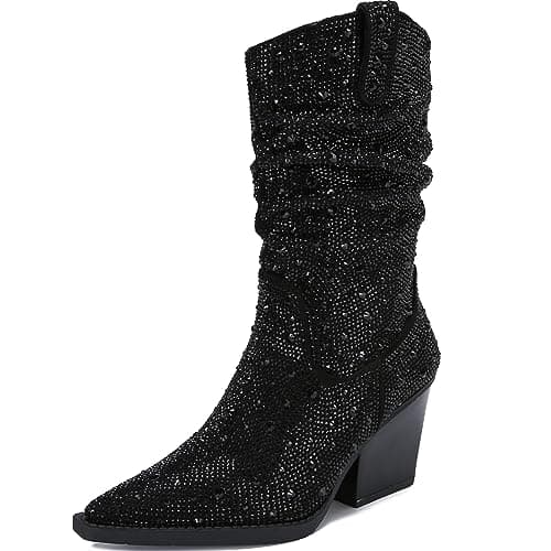 Rhinestone Cowboy Boots for Women — Black