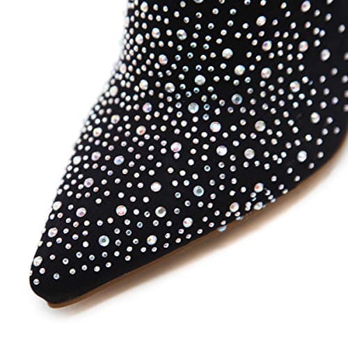 Azermo Women's Sparkly Rhinestone Thigh High Heeled Socks