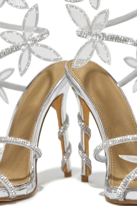 Sexytag Diamante Butterfly Wrap Stiletto Heels Rhinestone Sandals