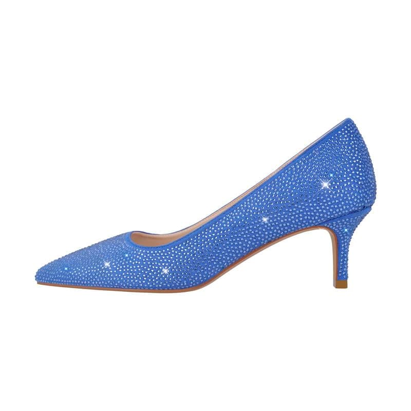 Richealnana Women's Rhinestones Pointed Toe Stiletto High Heels — Blue-2.5inch
