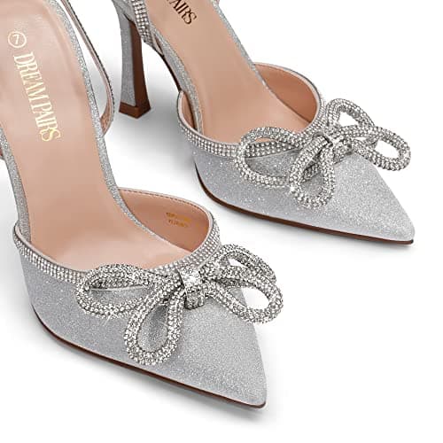 Dream Pairs Women's High Heel Rhinestone Ankle Strap Wedding Shoes