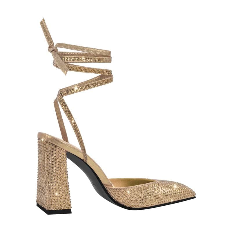 Richealnana Women's Rhinestone Lace-Up Strappy Sandals for Party Prom