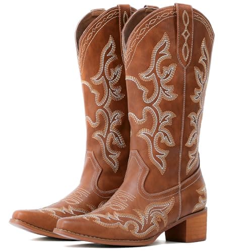 IUV Western Cowboy Boots for Women classic fashion with embroidery