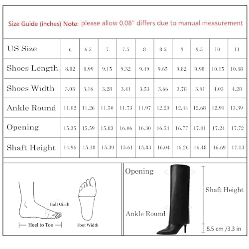 VIUGJNEX Women's Pointed Toe Stiletto Heel Zipper Knee High Boots