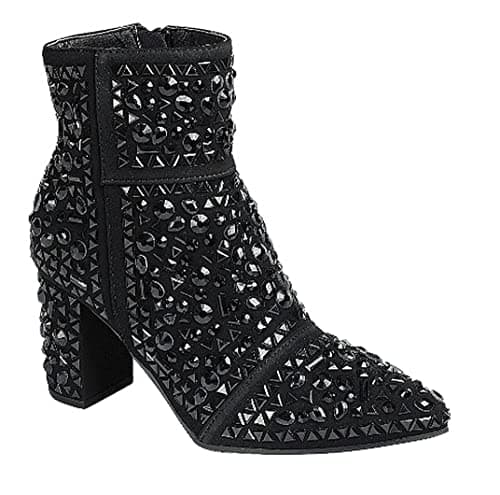 Forever Women's Rhinestone Glitter Ankle Booties — Black Glitter