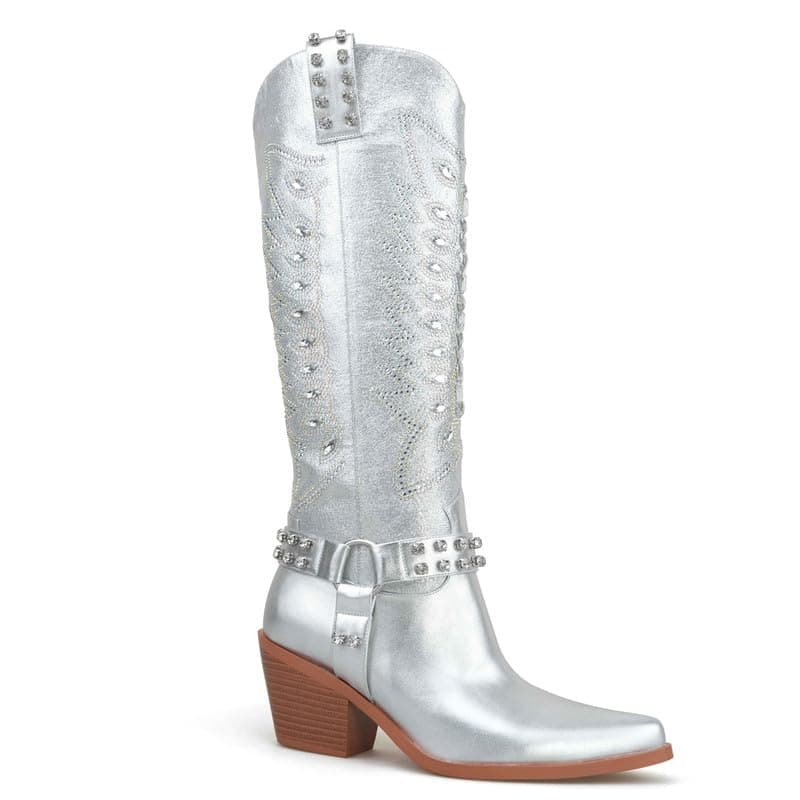 Richealnana Sparkly Rhinestone Pull-On Cowgirl Boots