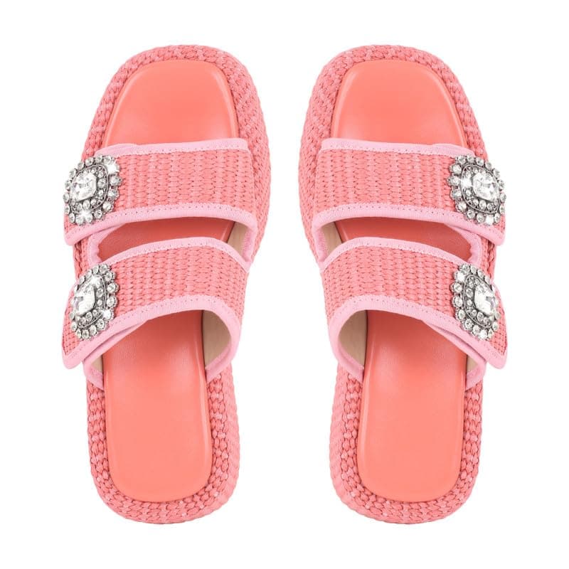 Richealnana Women's Braided Open Toe Slip-On Flat Sandals